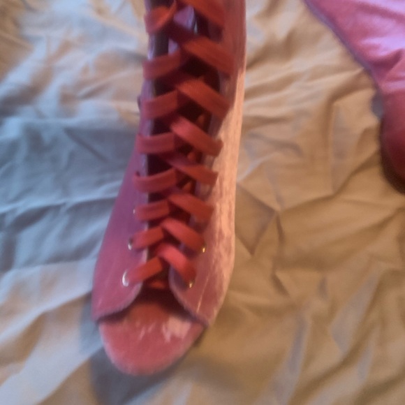 Coral colored, thigh high sandal boot - Picture 2 of 4